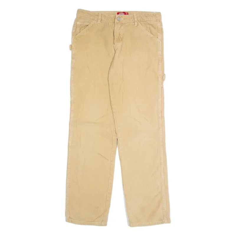 DICKIES Carpenter Cargo Mens Corduroy Trousers Beige Regular Straight W30 L30