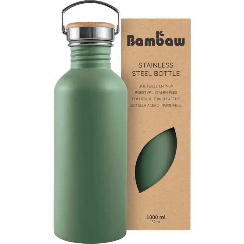 Bambaw Stainless Steel Water Bottle 1000ml Sage Green
