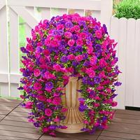 Artificial Hanging Flower, 2 Counts Faux Silk Morning Glory, Outdoor Decoration for Porch & Patio, Home Decor Supplies, Fruit...