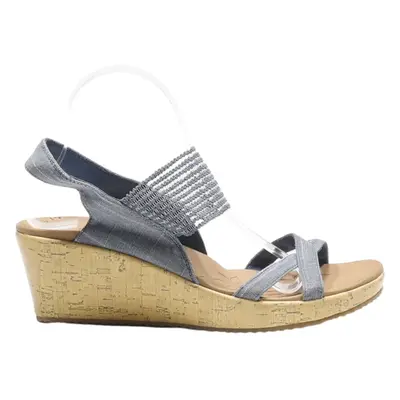 SKECHERS Wedge Strappy Sandals Blue Synthetic Womens UK 7