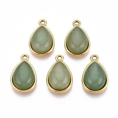 Natural Green Aventurine Teardrop Pendants