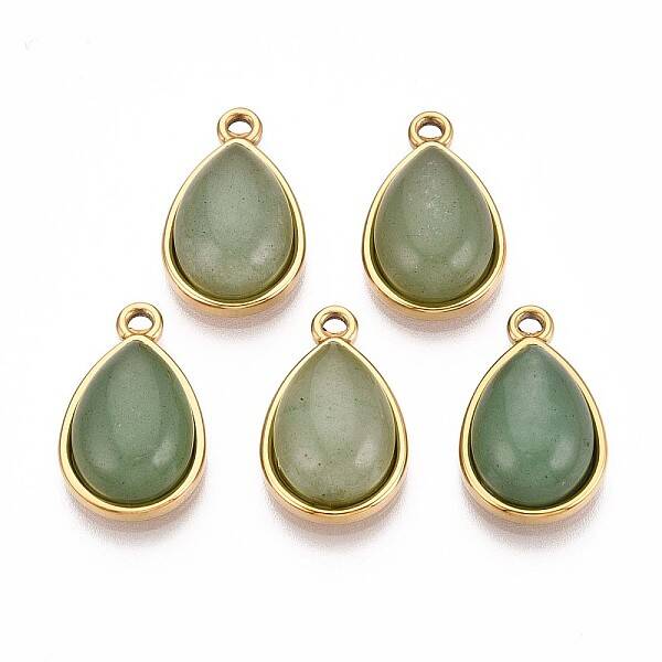 Natural Green Aventurine Teardrop Pendants