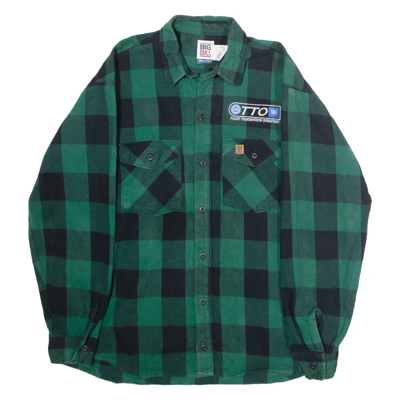 BIG BILL Toledo Transmission Operations Mens Worker Shirt Green Check L