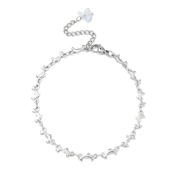 304 Stainless Steel Dolphin Link Chain Anklet