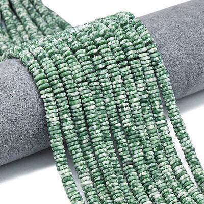 Frosted Natural Green Spot Jasper Beads Strands