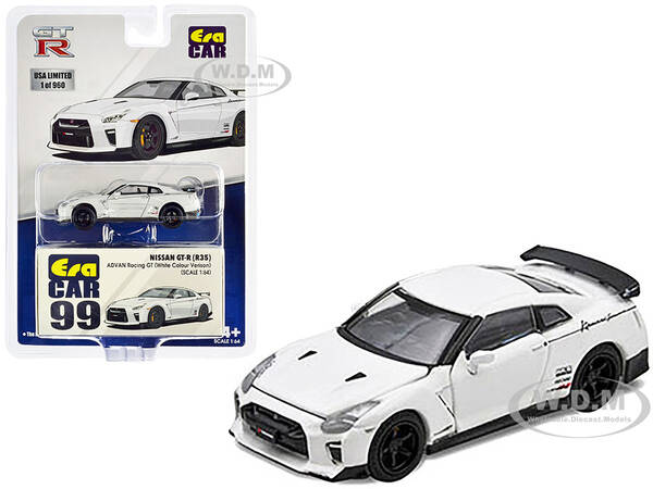 Nissan GT-R (R35) RHD (Right Hand Drive) White Advan Racing GT Limited Edition to 960 pieces Worldwide 1/64 Diecast Model Car...