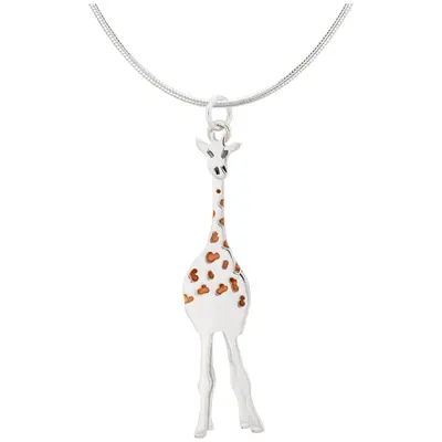 Gentle Giraffe Mixed Metal Necklace - with Sterling Cable Chain