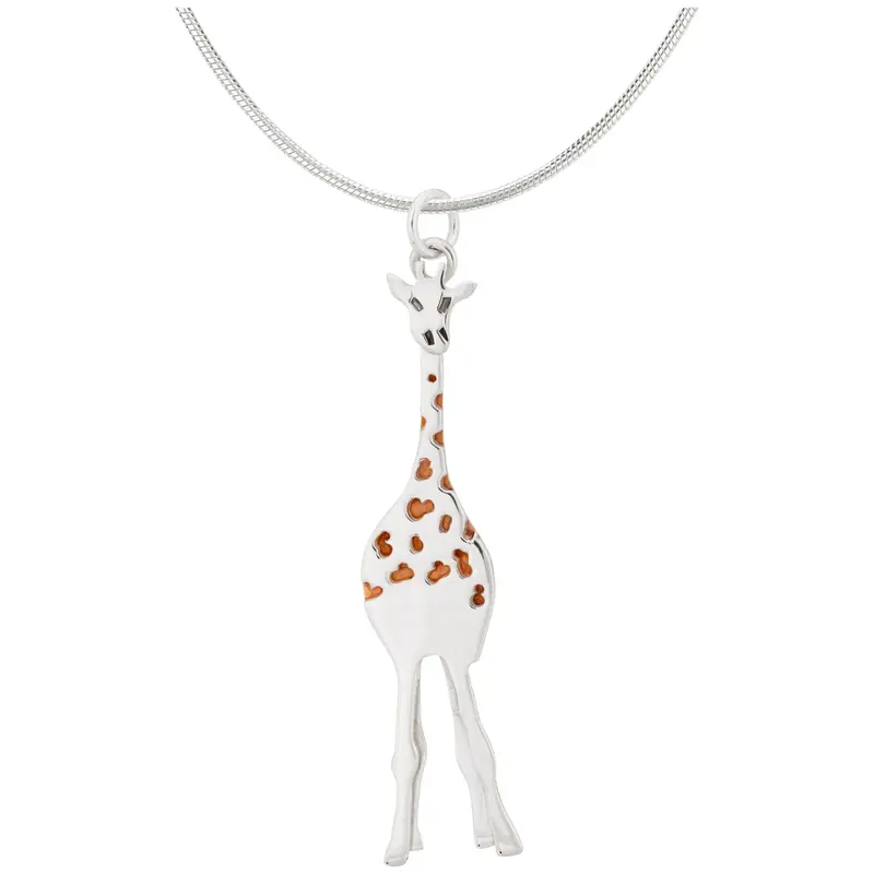 Gentle Giraffe Mixed Metal Necklace - with Sterling Cable Chain
