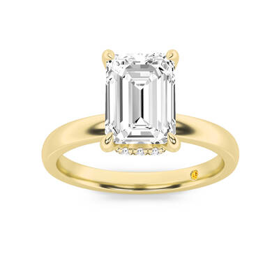 Laura Secret Halo Emerald Cut Lab Grown Diamond Engagement Ring | Yellow Gold 1 1/10 - 4 CT. TW.
