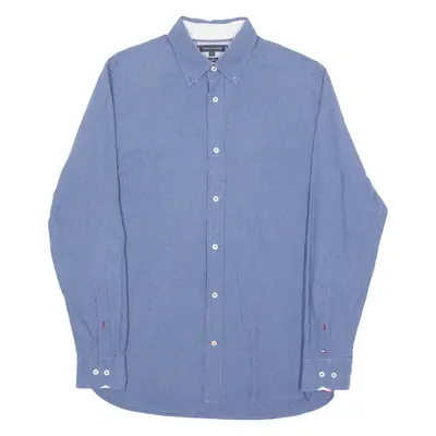 TOMMY HILFIGER Mens Shirt Blue Check Long Sleeve M
