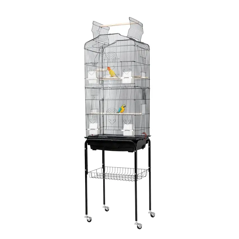 Garvee 59.5Inch Large Bird Cage, Metal Parakeet Cage with Rolling Stand, Parrot Cage, Feed Bowls for Parakeets, Cockatiel, Co...