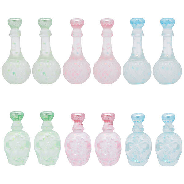 48Pcs 6 Styles Dummy Bottle Transparent Resin Cabochon