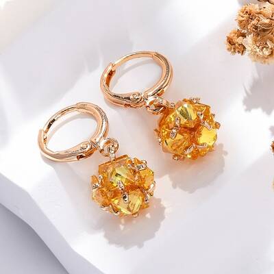 Brass Micro Pave Cubic Zirconia Leverback Earrings