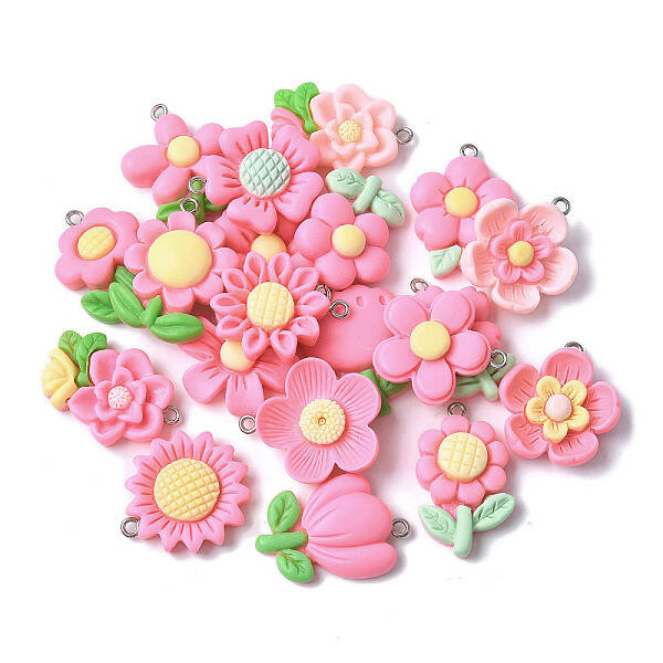 20Pcs 20 Styles Opauqe Resin Pendants
