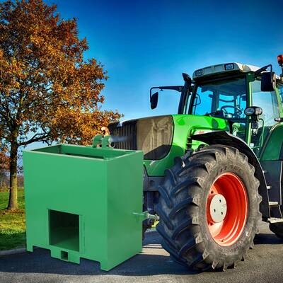 GARVEE 800LBS 3-Point Ballast Box - Cat 1 Tractor w/2 Hitch, 5 ft³ Steel Loader Attachment (Sliding Door, Heavy-Duty, Green...
