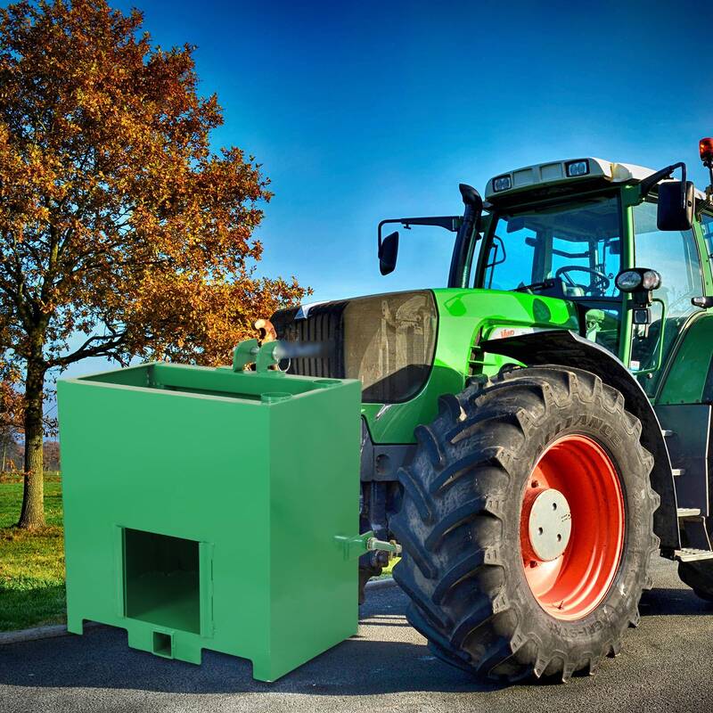 GARVEE 800LBS 3-Point Ballast Box - Cat 1 Tractor w/2 Hitch, 5 ft³ Steel Loader Attachment (Sliding Door, Heavy-Duty, Green...