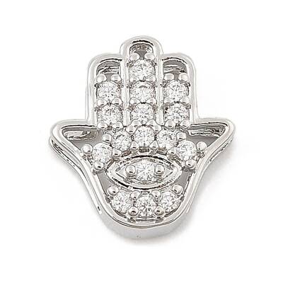 Brass Micro Pave Clear Cubic Zirconia Slide Charms