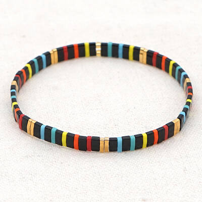 Rainbow Bohemian Style Glass Beads Stretch Bracelets