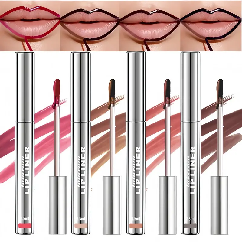 4Pcs Peel off Lip Liner Stain, Lip Gloss Lip Tint Set, Peel Off Nude Lipliner Makeup Velvet Matte Tattoo Peel Off Lip Liner S...