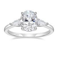 EAMTI 3CT 925 Sterling Silver Engagement Rings 3-Stone Oval Cut Cubic Zirconia CZ Wedding Promise Rings for Her Wedding Bands...