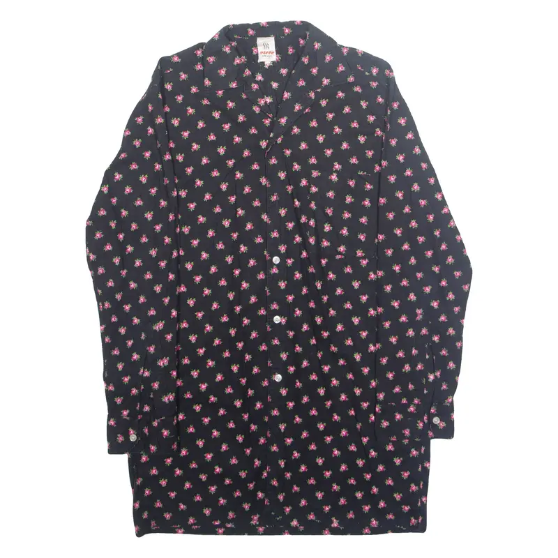 ELITE Womens Printed Shirt Black Collared Long Sleeve Floral L