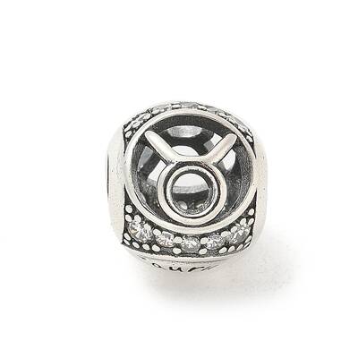 Brass Clear Cubic Zirconia European Beads
