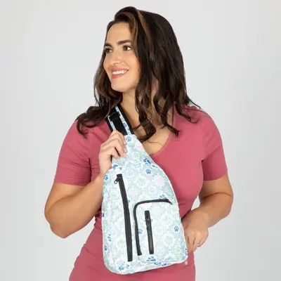 Paw Print Sling Backpack - Rainbow Paws