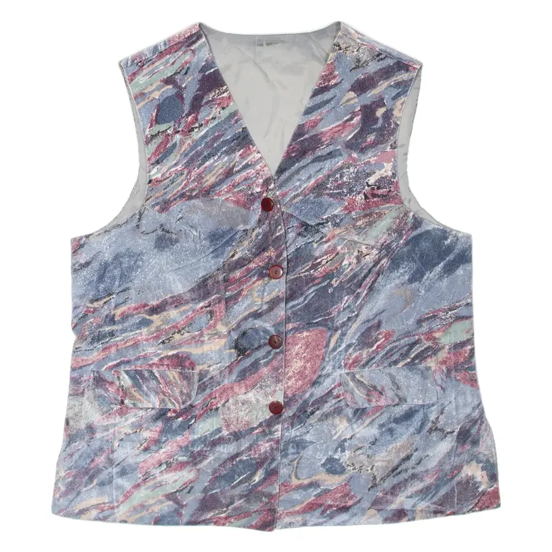 Womens Waistcoat Blue Viscose Crazy Pattern XL