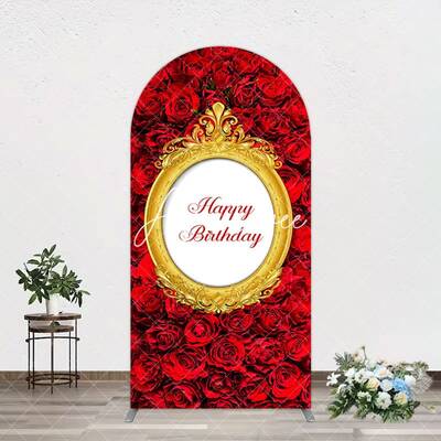 Aperturee Romantic Hot Red Rose Happy Birthday Arch Backdrop, 1.6X4FT(0.5X1.2M), 38.18 USD, arch backdrop kit, YMGD9M47-A