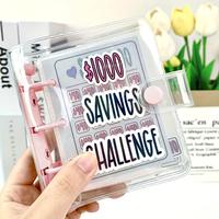 Savings Challenge Binder, 1 Count Reusable Budget Book with Cash Envelope, Clear Cover Budget Planner with Money Storage Bag,...