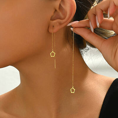 Stainless Steel Cute Flower Delicate Ear Thread