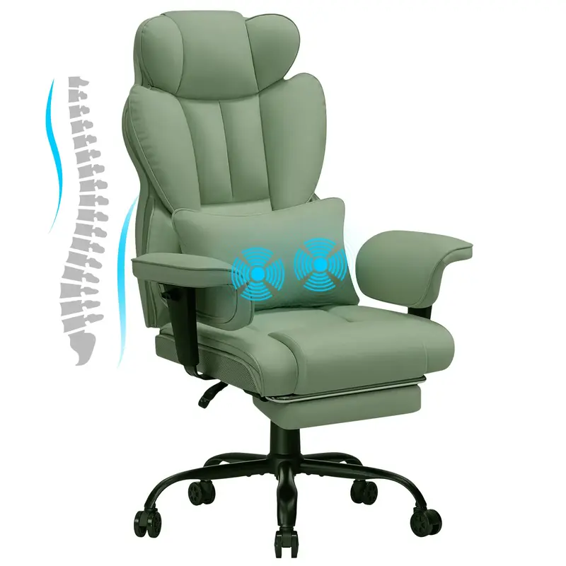 HOFFREE Reclining Office Chair with Footrest Big and Tall Desk Chairs with Massage Heavy Duty Metal Base High Back PU Leather...