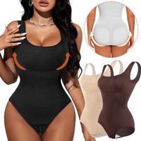1-2 Counts Waist Trainer Bodysuit for Women Tummy Control Shapewear Round Neck Seamless Butt Lifter Full Body Shaper，Ladies...