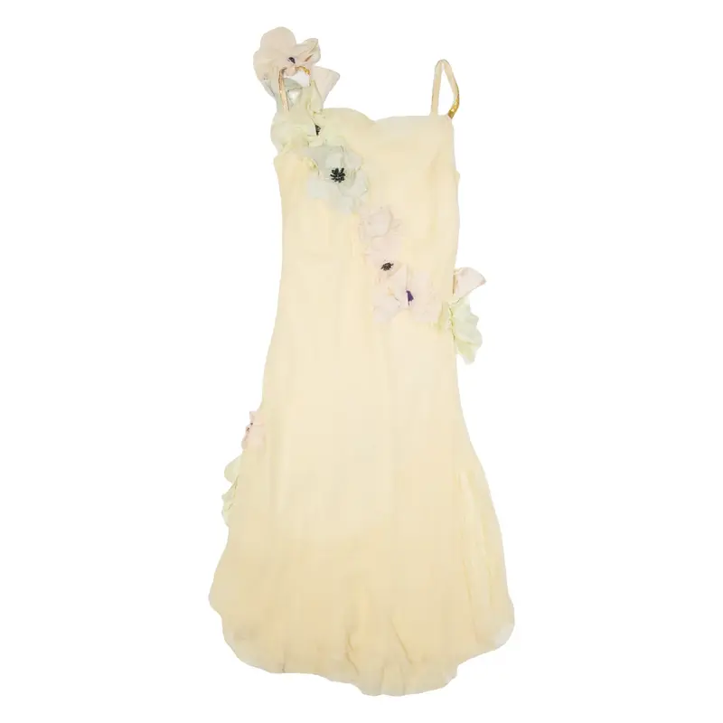 FENN WRIGHT MANSON Womens Slip Dress Yellow Silk Sleeveless Long UK 12