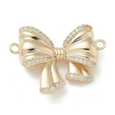 Brass Micro Pave Clear Cubic Zirconia Connector Charms