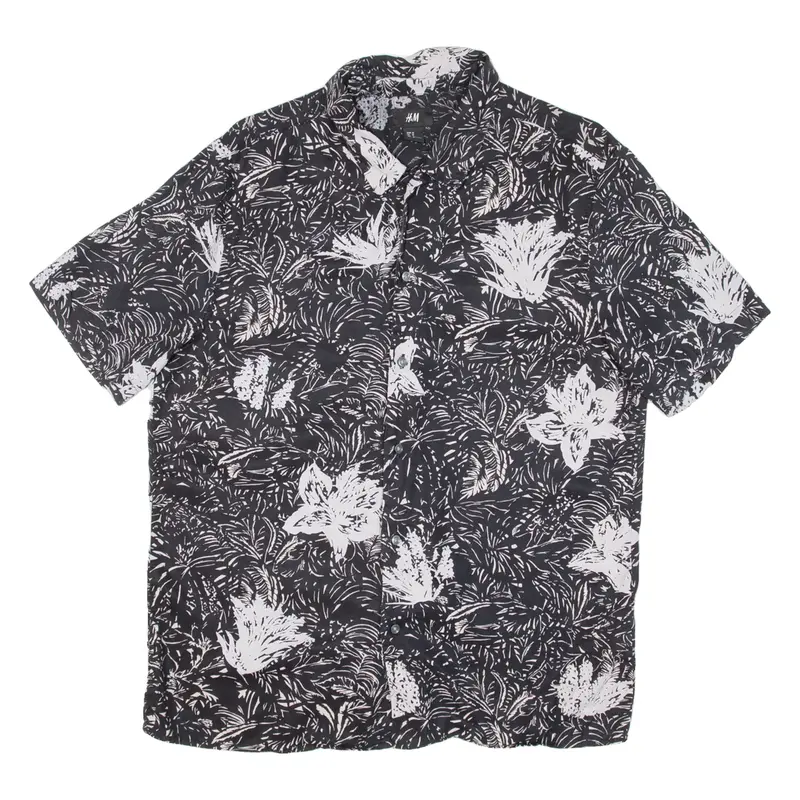 H&M Mens Shirt Black Floral M