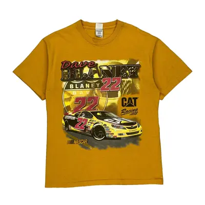 Dave Blaney Cat Alstyle Nascar T-Shirt - Large Yellow Cotton