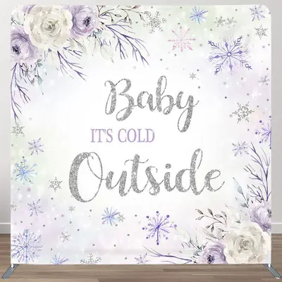 Aperturee Its Cold Snowflake Fabric Backdrop Cover for Baby Shower - Aperturee