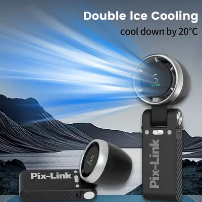 Pix-Link Portable Student Dormitory Desktop Foldable Electric Fan with 5 Gear Turbo Wind & 8 Hours Battery Life for Personal ...