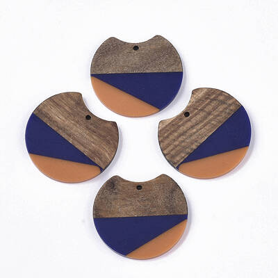 Two Tone Resin & Walnut Wood Pendants