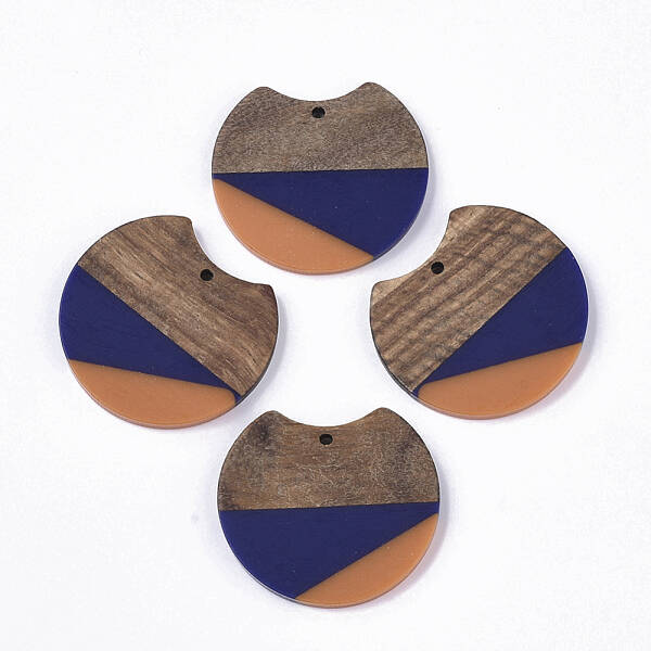 Two Tone Resin & Walnut Wood Pendants