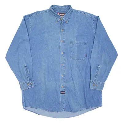 DICKIES Mens Denim Shirt Blue Long Sleeve XL