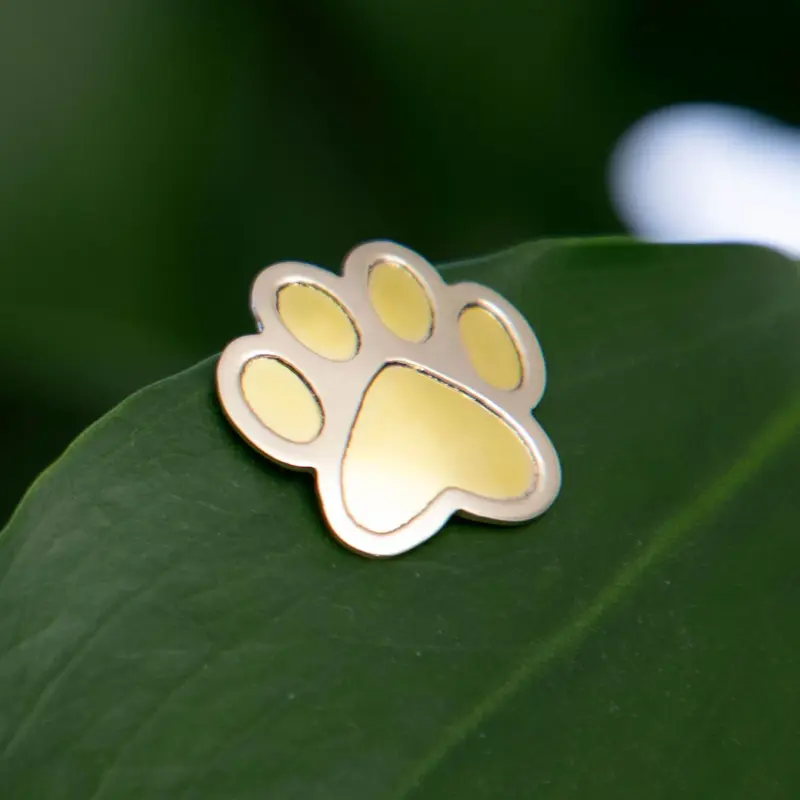Paw Print Mixed Metal Plant Charm - Flower Paw