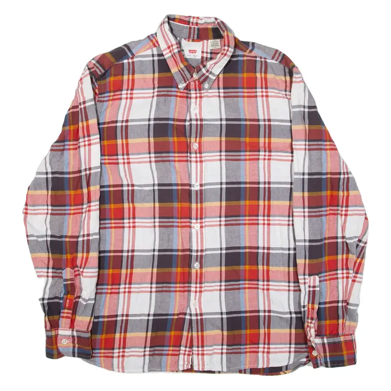 LEVI'S Mens Shirt Red Check Long Sleeve L