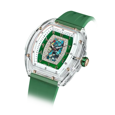 TSAR BOMBA Women's Quartz Watch | Arab Green | Swiss Movement Wristwatch | Cubic Zirconia Mother of Pearl Dial | Waterproof S...