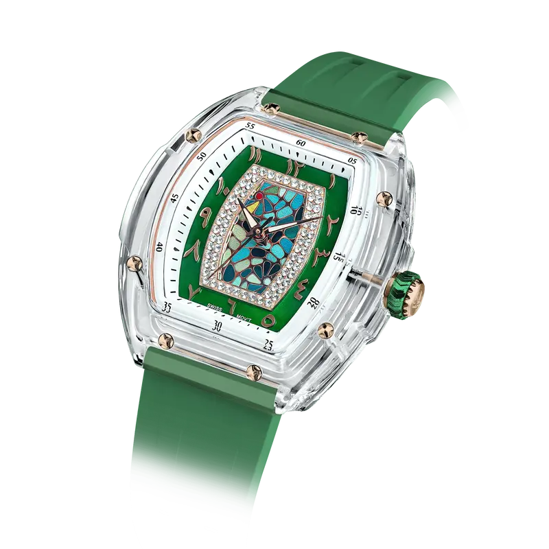 TSAR BOMBA Women's Quartz Watch | Arab Green | Swiss Movement Wristwatch | Cubic Zirconia Mother of Pearl Dial | Waterproof S...