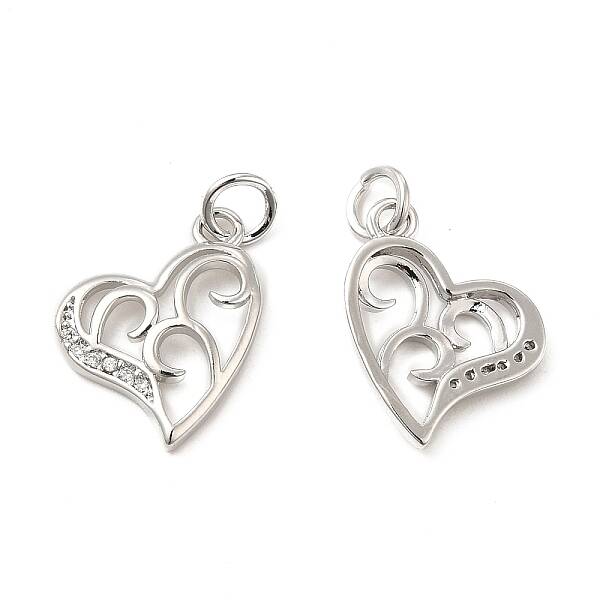 Brass Micro Pave Clear Cubic Zirconia Charms