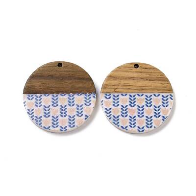 Opaque Resin & Walnut Wood Pendants