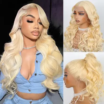 Ashimary Upgrade 360 Skin Lace Frontal with Invisi Strap Blonde 613 Body Wave Glueless Wig No Gel Needed Breathable Human Hai...