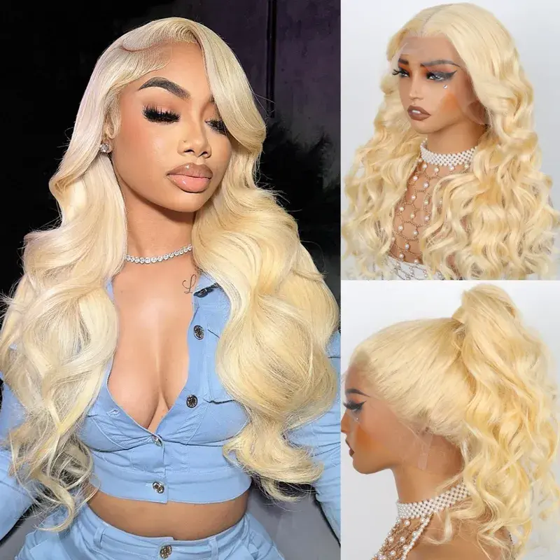 Ashimary Upgrade 360 Skin Lace Frontal with Invisi Strap Blonde 613 Body Wave Glueless Wig No Gel Needed Breathable Human Hai...